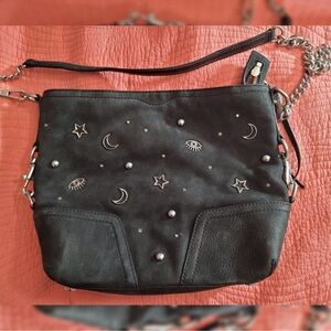 Black Designer Women's Bag with Celestial Accents